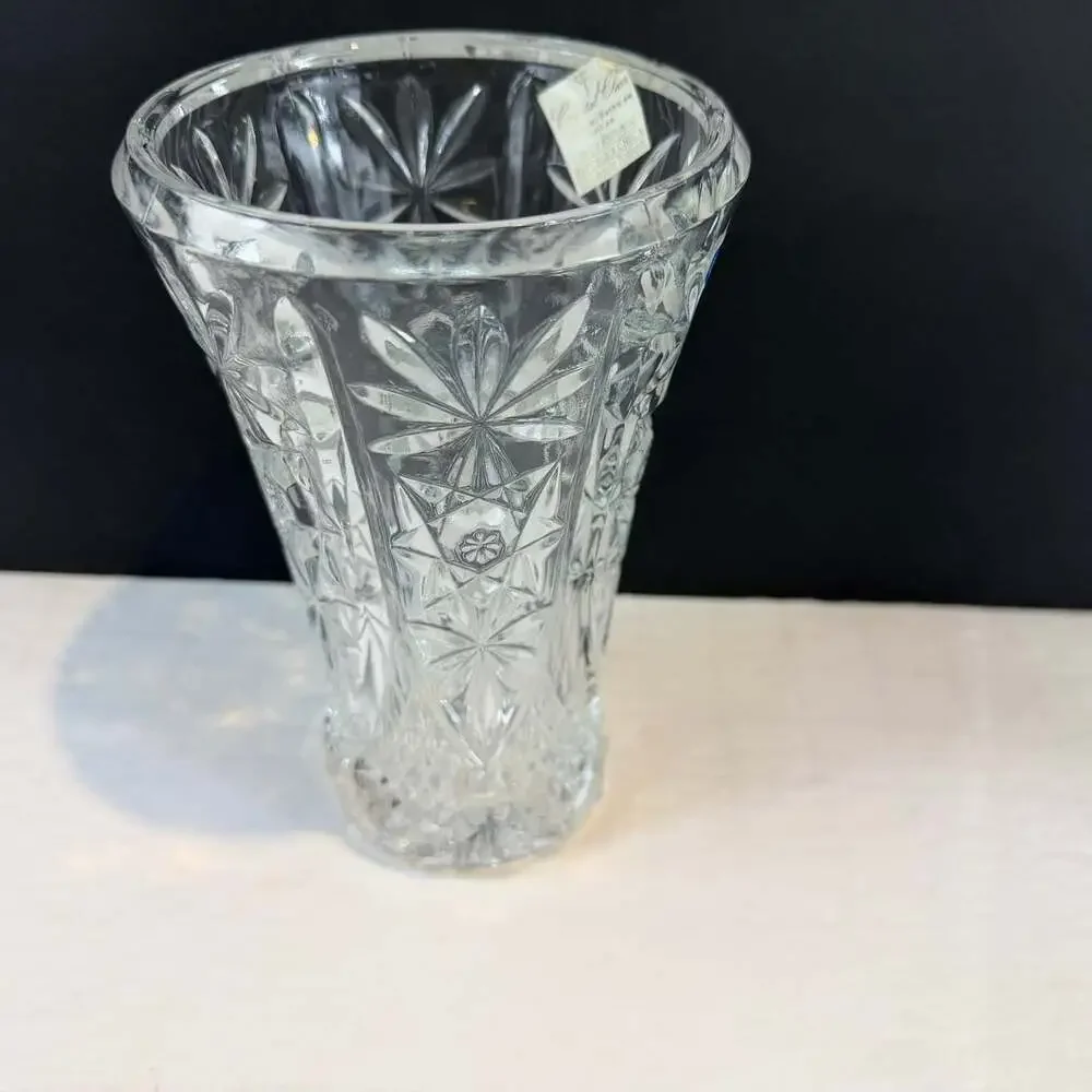 Bohemian Czech crystal hand cut vase Approx 7.5” Height